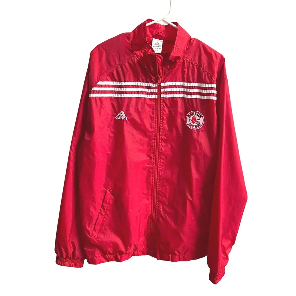 Adidas Vintage Boston Red Sox Windbreaker Mens Large Red Gorpcore MLB Full Zip